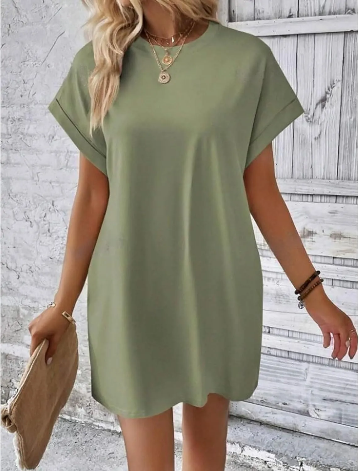 Women's Summer Dresses Casual Crewneck Short Sleeve T-Shirt Dress 2025 Beach Vacation Mini Sundress with Pockets