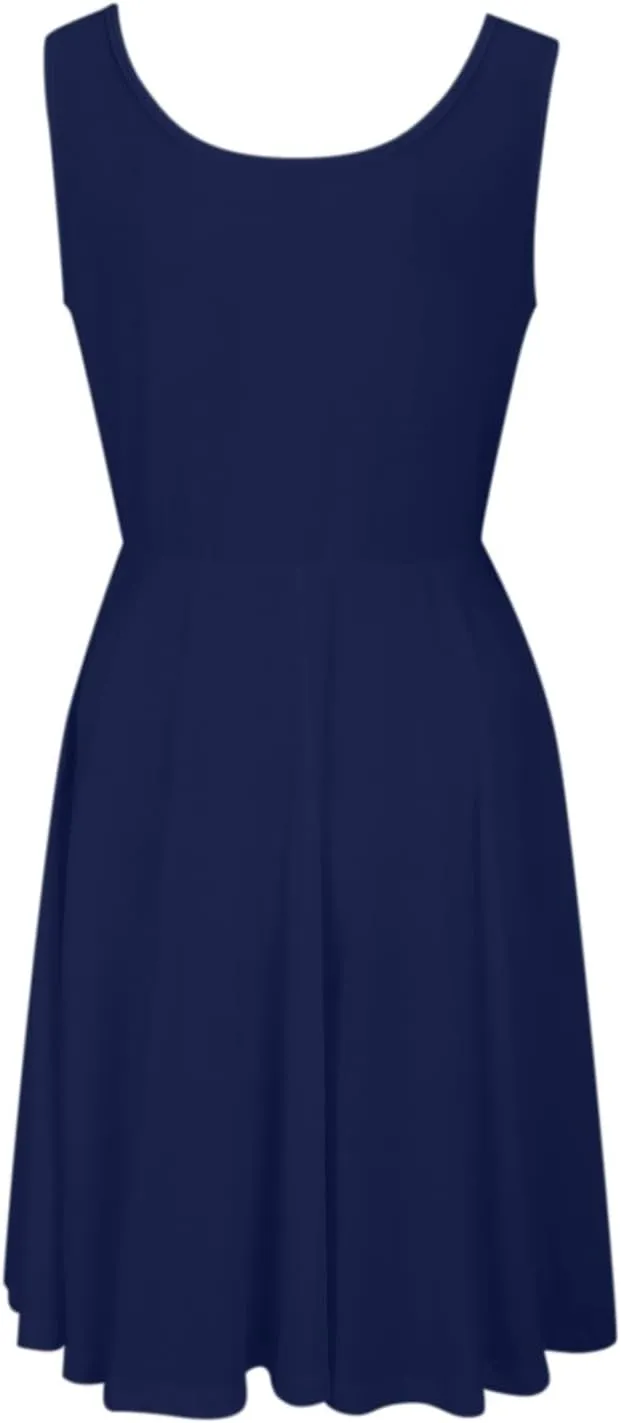Women's Summer Dresses Scoop Neck Sleeveless A-Line Ribbed Knit Above Knee Tank Dress