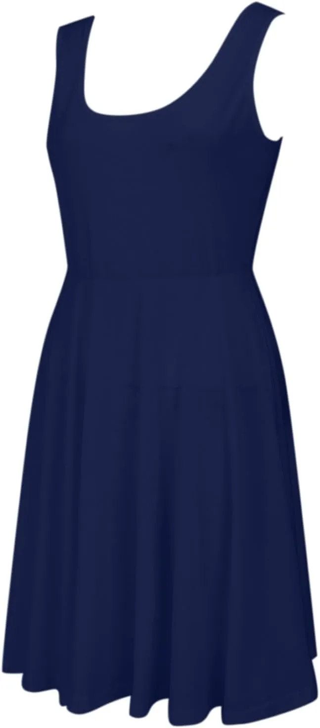 Women's Summer Dresses Scoop Neck Sleeveless A-Line Ribbed Knit Above Knee Tank Dress