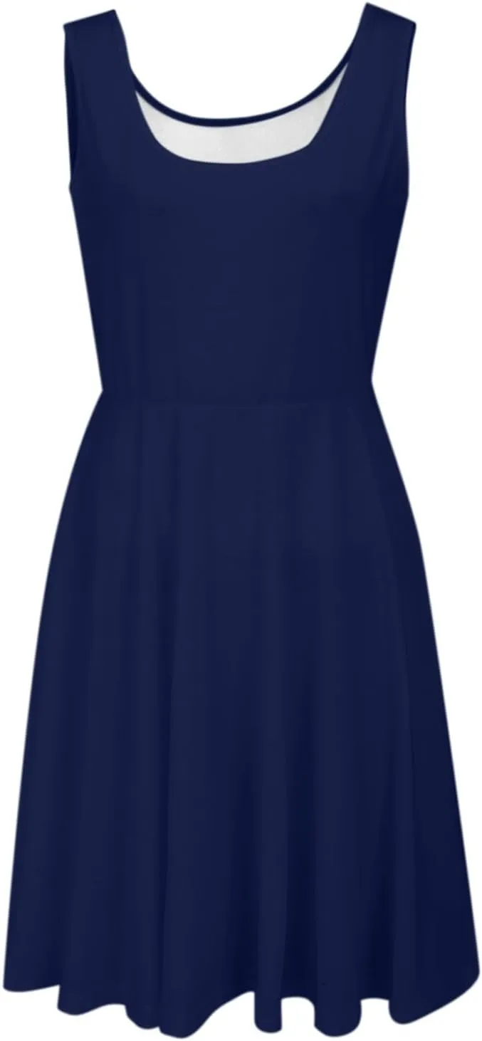 Women's Summer Dresses Scoop Neck Sleeveless A-Line Ribbed Knit Above Knee Tank Dress