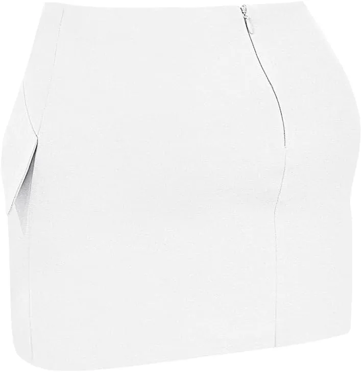 YMDUCH Women's Trendy Casual Mid-Waist Stretchy Fitted Bodycon Party Club Mini Pencil Skirts