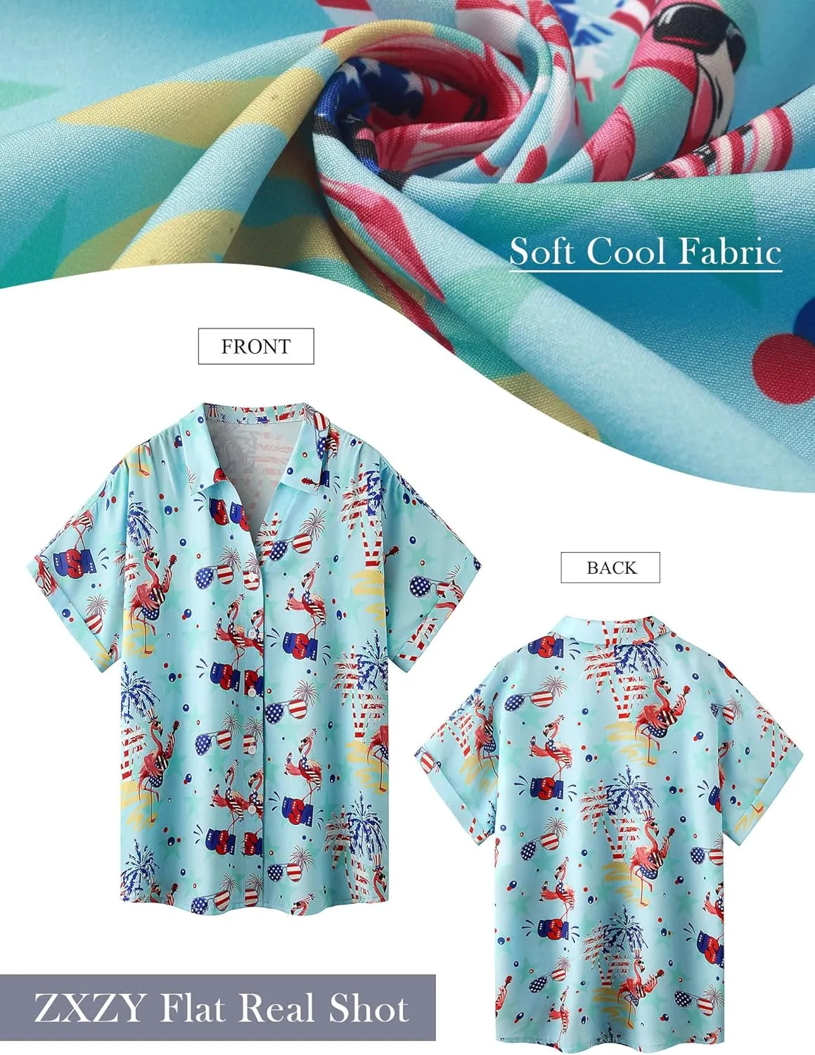 ZXZY Mama Shirt Hawaiian Short Sleeve Blouses Fourth of July Shirts for Women Vneck Tshirts Tops